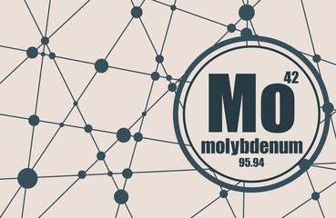 molybdenum chemical element. sign with atomic number and atomic weight. chemical element of periodic