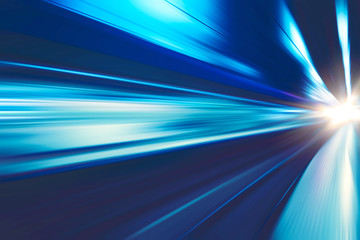 Wall Mural - high speed business and technology concept, acceleration super fast speedy motion blur of train stat
