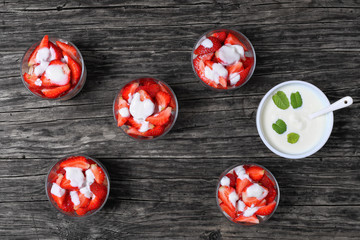 Canvas Print - fresh ripe organic strawberries with yogurt