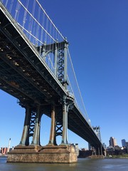 Wall Mural - Manhattan bridge over the river and city with clearly sky in vintage style, New York