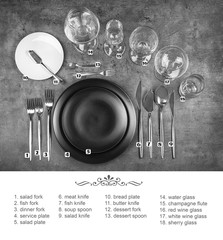 Sticker - Beautiful table setting with black plates