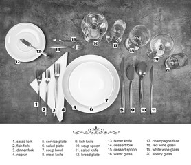 Wall Mural - Beautiful table setting with white plates