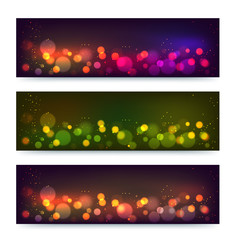 Poster - Modern banner or header design with defoussed bokeh lights.