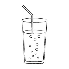 Sticker - cup glass with straw icon vector illustration design