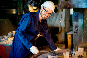 Workers with lathe