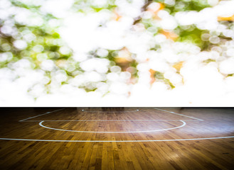 Poster -  wooden floor basketball court