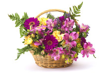 Colorful Flowers In A Basket