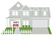 House Sold with For Sale Sign Color vector Illustration