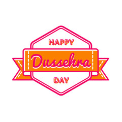 Wall Mural - Happy Dussehra day emblem isolated vector illustration on white background. 30 september indian holiday event label, greeting card decoration graphic element
