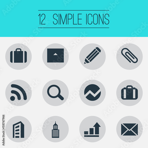 Fotografia, Obraz Vector Illustration Set Of Simple Company Icons