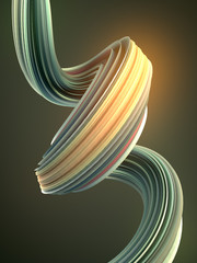 Wall Mural - Green twisted shape. Computer generated abstract geometric 3D render illustration