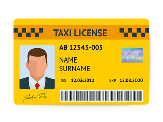 Wall Mural - Taxi license symbol vector illustration. Document taxi driver isolated on white background.