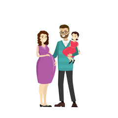 Wall Mural - Happy family - father, pregnancy mother,daughter,