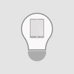 Poster - Isolated light bulb with a tablet computer