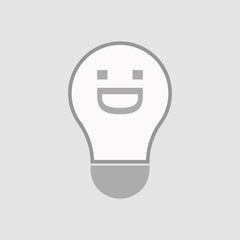 Poster - Isolated light bulb with a laughing text face