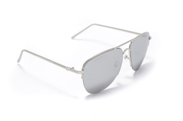 Sunglasses in an iron frame with gray glass isolated on white