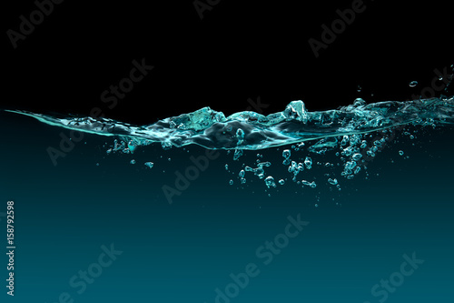 Fotografía Waterline. Healthy and Fresh Water with oxygen bubbles