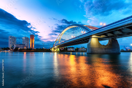 Apollo bridge before storm with dramatic clouds at evening, Slovakia, Europe Wallpaper Mural