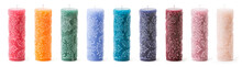 Colorful Decorative Candles Over White