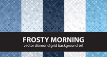 Diamond Pattern Set "Frosty Morning". Vector Seamless Backgrounds