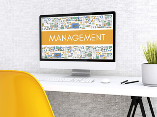 Poster - 3d Computer with word MANAGEMENT.