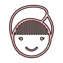 Sticker - head woman with towell vector illustration design