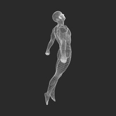 Wall Mural - hovering in air. man floating in the air. 3d model of man. human body. design element. vector illust