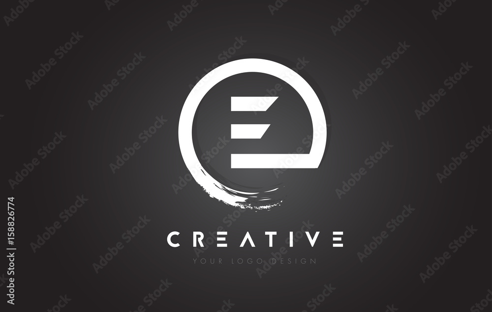E Circular Letter Logo with Circle Brush Design and Black Background ...