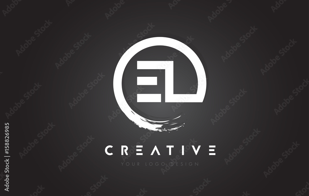 EL Circular Letter Logo with Circle Brush Design and Black Background ...