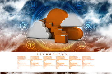 Poster - 3d rendering cloud  folder storage with document 