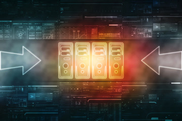 Poster - 2d illustration Data center server protection lock