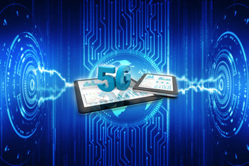 Sticker - 3d rendering 5G Network 5G Connection with data
