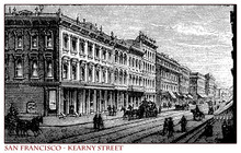 California,San Francisco Kearny Street, Engraving From Year 1873 Before The 1906 Earthquake Which Destroyed Over 80% Of The City