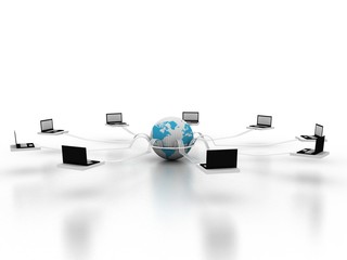 Poster - 3d rendering technology laptop network
