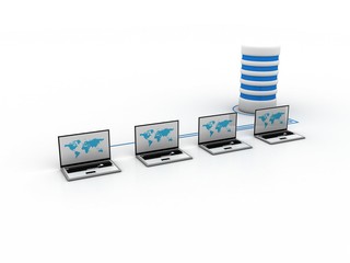Poster - 3d rendering technology laptop network
