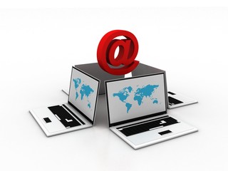 Poster - 3d rendering Laptop with e mail
