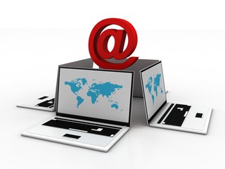 Poster - 3d rendering Laptop with e mail
