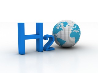 Fototapete - 3d rendering h2o with globe
