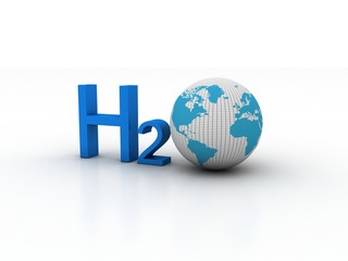 Sticker - 3d rendering h2o with globe
