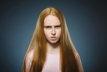 Closeup sad girl with worried stressed face expression