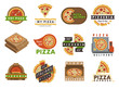 © partyvector - Delivery pizza logo badge pizzeria restaurant service fast food vector illustration.