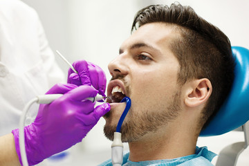 Canvas Print - Young Woman At The Dentist