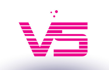 vs v s pink purple line stripe alphabet letter logo vector template