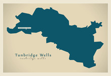 Modern Map - Tunbridge Wells District UK Illustration