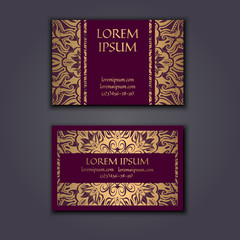 Ornamental floral business cards. Vintage decorative elements