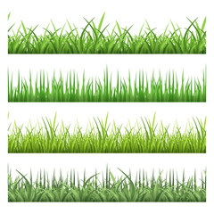 Wall Mural - Green field grass. Horizontal vector seamless patterns set