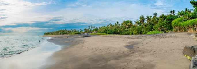  Panorama of rural beach in bali, Indonesia.