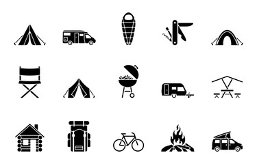 camping iconset - schwarz