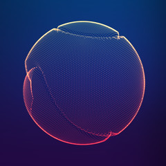 Poster - Abstract vector colorful mesh on dark background. Futuristic style card. Elegant background for business presentations. Corrupted point sphere. Chaos aesthetics