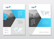 © Alejik - Blue Business Brochure design. Annual report vector illustration template. A4 size corporate business catalogue cover. Business presentation with photo and geometric graphic elements.